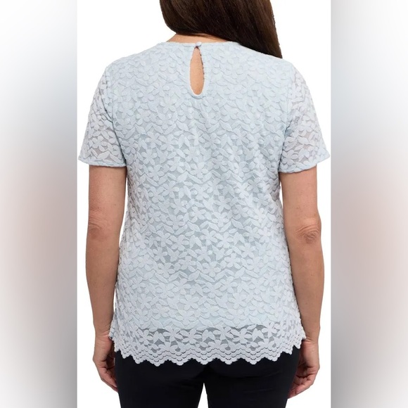 Costco Teddi Rose Blue Floral Short Sleeve Shirt Sky Blue - Picture 2 of 11